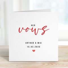 Personalised Her Vows Card Wedding His Vows Cards With Names And Date Her And His Vows Card Bride's Vows Card Groom's Vows Gift Card