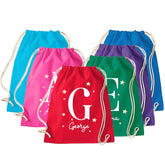 Personalised Initial Drawstring PE Bag, Custom Name Gym Sack, Kids School Kit, Birthday Gift