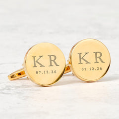 Personalised Initials and Date Cufflinks Custom Engraved Gift for Him Wedding Anniversary Graduation Prom or Valentine’s Day