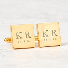 Personalised Initials and Date Cufflinks Custom Engraved Gift for Him Wedding Anniversary Graduation Prom or Valentine’s Day