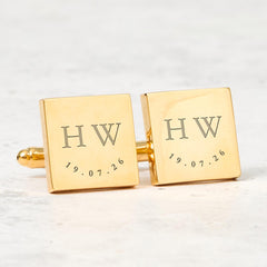 Personalised Initials and Date Cufflinks Custom Wedding Engagement Anniversary Graduation or Groom Gift for Husband Partner Dad Son