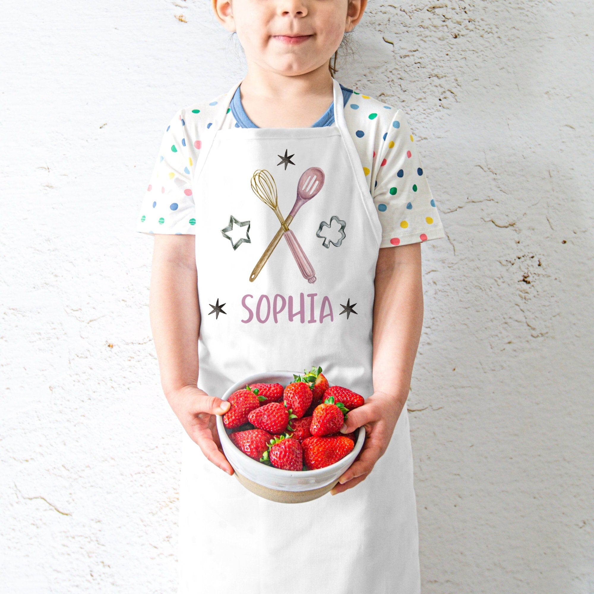 Personalised Kids Apron With Name Christmas Gift For Children Birthday Daughter Granddaughter Niece