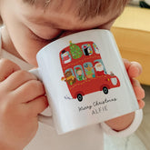 Personalised Kids Christmas Mug Santa Design Holiday Gift for Child Nephew Niece Son Daughter or Grandchild