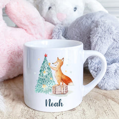 Personalised Kids Christmas Mug With Child's Name Fox Christmas Tree Snowman Boy Girl Gift For Son Daughter