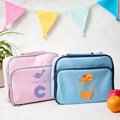 Personalised Kids Dinosaur Lunch Cooler Bag Custom Name School Bag with Initial Fun Dino Design Back to School Gift for Boys Girls Primary