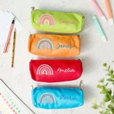 Personalised Kids Pencil Case with Kids Name Pink or Blue Rainbow Designs Back to School Gift for Boys Girls Nephew Niece Son Daughter