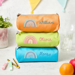 Personalised Kids Pencil Case with Kids Name Pink or Blue Rainbow Designs Back to School Gift for Boys Girls Nephew Niece Son Daughter