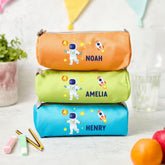 Personalised Kids Pencil Case with Name Astronaut Space Rocket Design Back to School Gift for Boys Girls Primary Nephew Niece Son Daughter