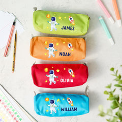 Personalised Kids Pencil Case with Name Astronaut Space Rocket Design Back to School Gift for Boys Girls Primary Nephew Niece Son Daughter