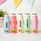 Personalised Kids Stainless Steel Water Bottle Flask Digger Dump Truck Cement Mixer Design for Boy Girl Back to School Christmas Birthday