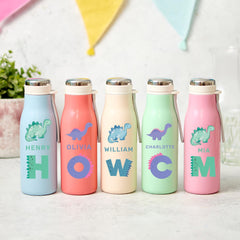 Personalised Kids Stainless Steel Water Bottle Flask Dinosaur Design for Boy Girl Back to School Christmas Birthday Gift for Boys Girls