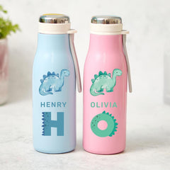 Personalised Kids Stainless Steel Water Bottle Flask Dinosaur Design for Boy Girl Back to School Christmas Birthday Gift for Boys Girls