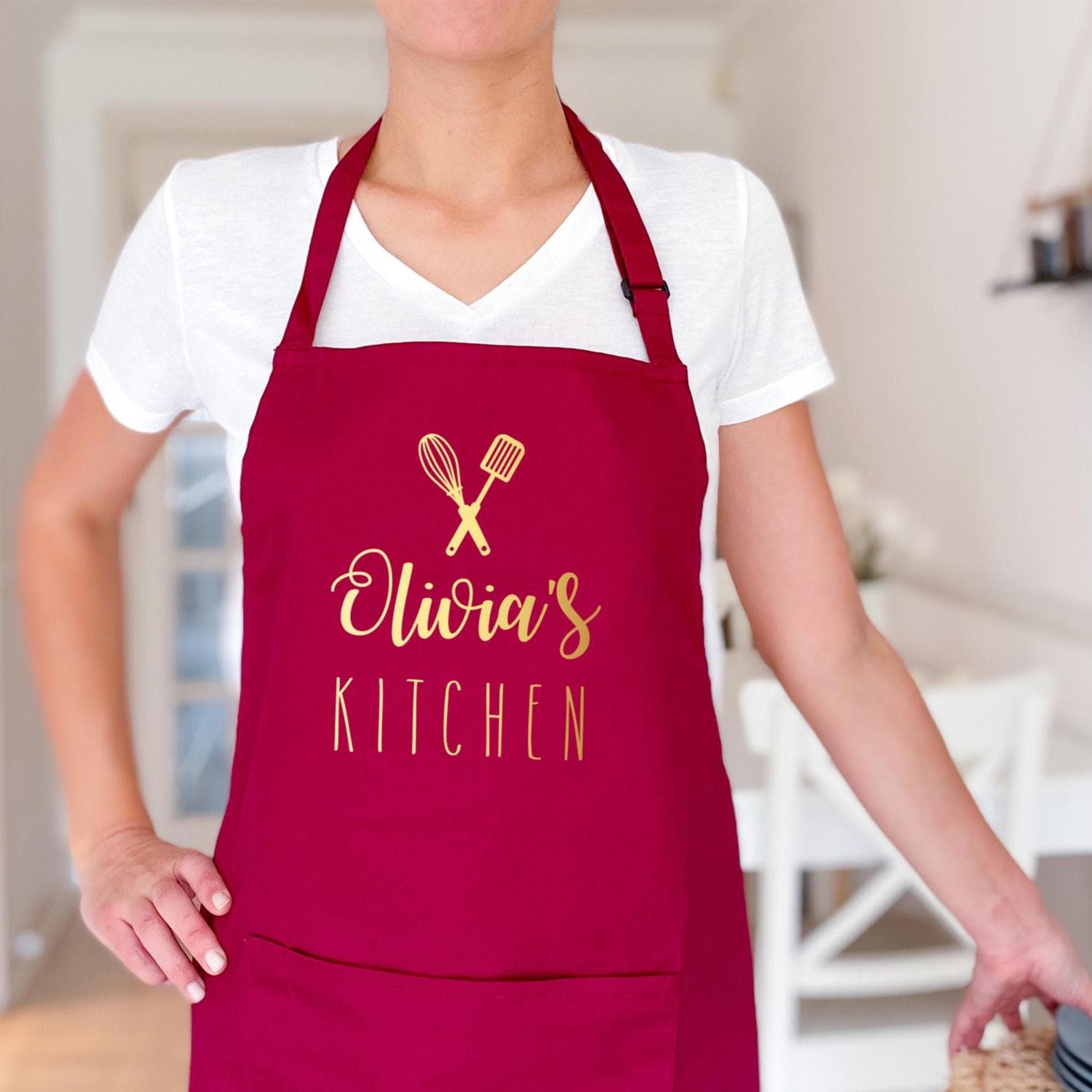 Personalised Kitchen Apron, Name Gift for Mum, Grandma, Chef, Housewarming, Christmas, Adjustable Neck