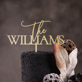 Personalised Last Name Wedding Cake Topper, Family Engagement Anniversary Decor, Wooden Silver Rose Gold Black Custom