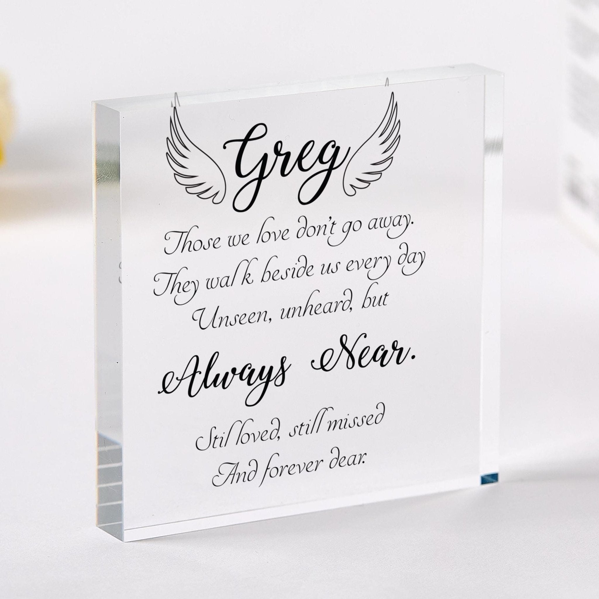 Personalised Memorial Keepsake Gift In Loving Memory Remembrance Acrylic Block with Name Sympathy Bereavement Gift for Loss of a Loved One