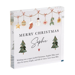 Personalised Merry Christmas Acrylic Plaque – Festive Gift for Friend, Family or Loved One with Custom Name Xmas Keepsake 2025 for Her Him