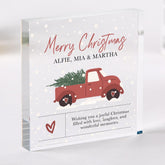 Personalised Merry Christmas Acrylic Plaque with Red Truck Custom Family Christmas Gift Keepsake Decoration Xmas Keepsake for Her Him