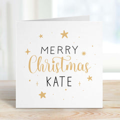 Personalised Merry Christmas Card With Name For Her Him Friend Bestie For Bestie Cousin Grandma Mother In Law Sister - In Daughter Xmas Card