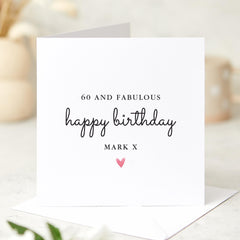 Personalised Milestone Birthday Card Elegant Minimal Design with Name & Fabulous 40th 50th 60th or Any Age for Him or Her