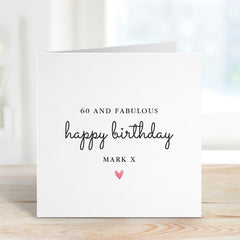 Personalised Milestone Birthday Card Elegant Minimal Design with Name & Fabulous 40th 50th 60th or Any Age for Him or Her