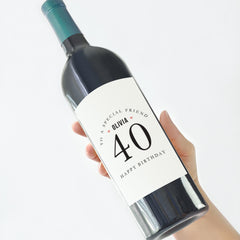 Personalised Milestone Friend's Birthday Gift Wine Label Age and Name Elegant Bottle Sticker for 30th 40th 50th Birthday Gift for Her Friend