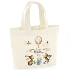 Personalised Mini Easter Bag With Name Cute Bunny Design Egg Hunt Bags Girls Or Boys Baskets First 1st Easter
