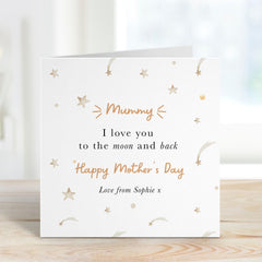 Personalised Mother's Day Card for Mummy I Love You to the Moon and Back Custom Name Thoughtful Gift for Mum Heartfelt Keepsake Card New Mum