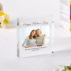 Personalised Mother's Day Photo Gift Custom Acrylic Block Keepsake for Mum Nanny Gran Gift with Message Picture First Mothers