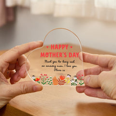 Personalised Mum Acrylic Heart Plaque – Happy Mother’s Day Floral Keepsake for Mum from Daughter or Son