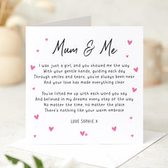 Personalised Mum and Daughter Poem Card Sentimental Card for Mum's Birthday Mother's Day or Wedding Card Keepsake Mother of the Bride