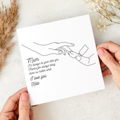 Personalised Mum Card from Daughter Line Art Hand Drawing Card Mother's Day or Birthday Card I’ll Always Be Your Little Girl Mum's
