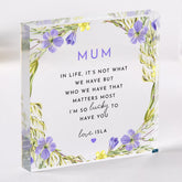 Personalised Mum Gift – Mother’s Day, Birthday or Christmas Acrylic Plaque – Custom Name Floral Keepsake