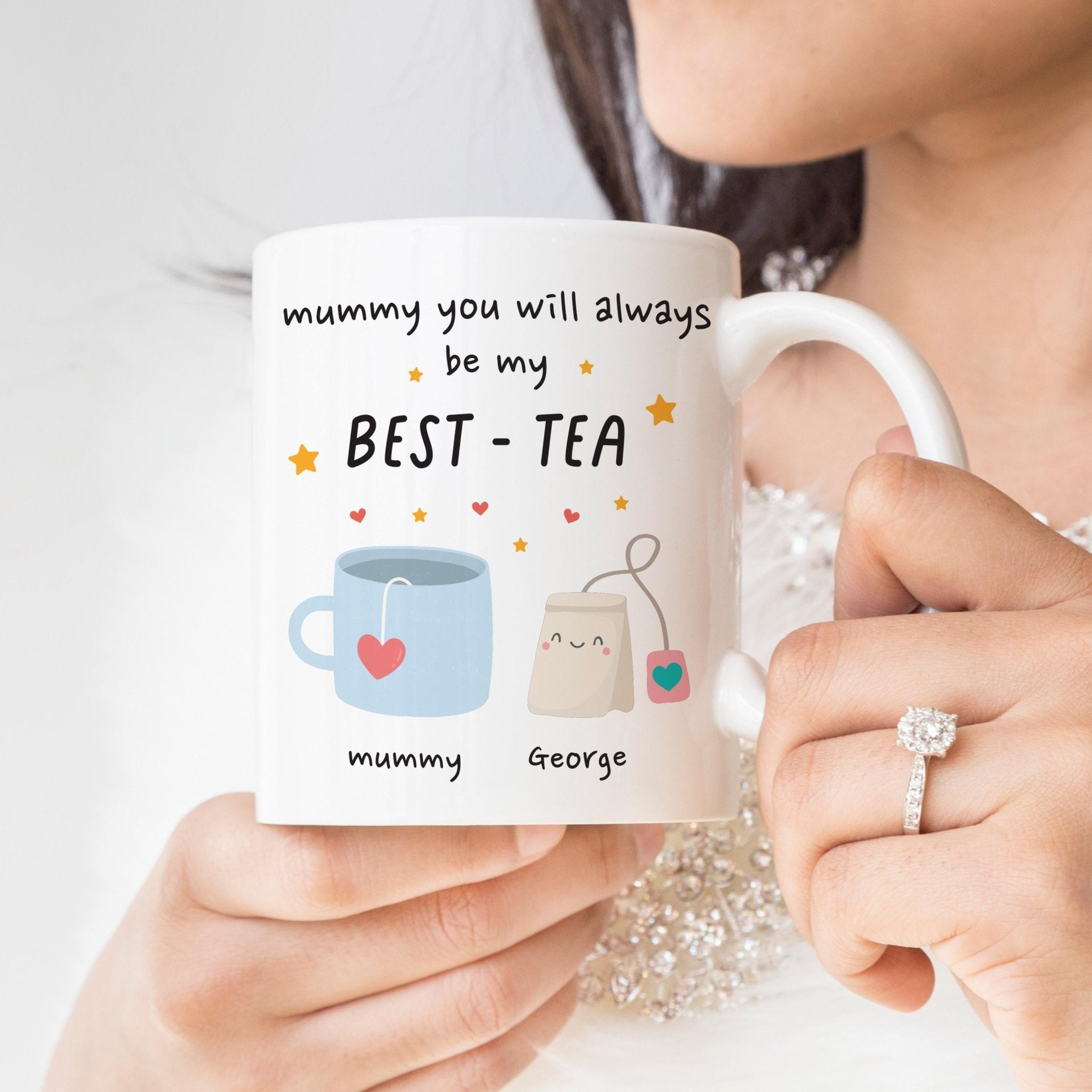 Personalised Mummy Best - Tea Mug – Mother’s Day, Birthday or Christmas Present for Mum – Cute Funny Tea Pun Gift from Child
