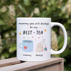 Personalised Mummy Best - Tea Mug – Mother’s Day, Birthday or Christmas Present for Mum – Cute Funny Tea Pun Gift from Child