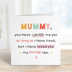 Personalised Mummy Card Cute Gift for Mum Mother's Day Birthday Card for Mum Heartfelt Message Thoughtful Keepsake for Her Cute Card