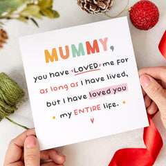 Personalised Mummy Card Cute Gift for Mum Mother's Day Birthday Card for Mum Heartfelt Message Thoughtful Keepsake for Her Cute Card
