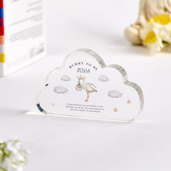 Personalised Mummy to Be Gift Cloud Shaped Acrylic Baby Shower Keepsake Custom Name & Baby Message New Mum Pregnancy Gift