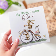 Personalised My First Easter Card Baby Girl or Boy Easter Keepsake Bunny Easter Card Newborn Easter Gift Custom Name Easter Celebration Card