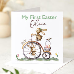 Personalised My First Easter Card Baby Girl or Boy Easter Keepsake Bunny Easter Card Newborn Easter Gift Custom Name Easter Celebration Card