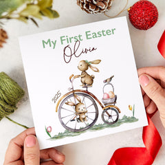 Personalised My First Easter Card Baby Girl or Boy Easter Keepsake Bunny Easter Card Newborn Easter Gift Custom Name Easter Celebration Card