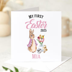 Personalised My First Easter Card Name Baby Boy or Girl Keepsake Bunny Newborn Easter Gift Nephew Niece Son Daughter Grandson Granddaughter