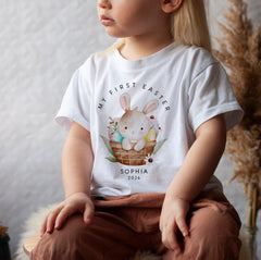 Personalised My First Easter Floral Bunny T-shirt – Gift for Son Daughter Niece