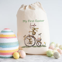 Personalised My First Easter Stuff Bag With Name Easter Gift Bunny Rabbit Design Egg Hunt Treat Bag 1st Easter