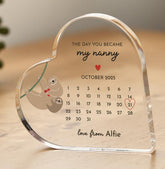 Personalised Nanny Gift Heart - Shaped Calendar Plaque The Day You Became My Nanny Keepsake Custom Date Name New Grandma Birthday Christmas