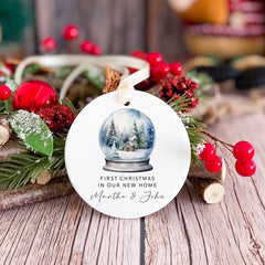 Personalised New Home Christmas Ceramic Ornament First Xmas in Our New House Hanging Decoration Keepsake Gift for Couple or Family