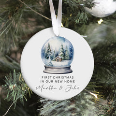 Personalised New Home Christmas Ceramic Ornament First Xmas in Our New House Hanging Decoration Keepsake Gift for Couple or Family
