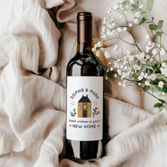 Personalised New Home Gift Wine Label Custom Housewarming Gift for Newlyweds Best Wishes Bottle Sticker for Friends or Couples