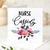 Personalised Nurse Card Custom Name Nurse Thank You Card Nurse Appreciation Gift Nursing Graduation Card Floral Nurse Gift for Her