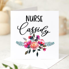 Personalised Nurse Card Custom Name Nurse Thank You Card Nurse Appreciation Gift Nursing Graduation Card Floral Nurse Gift for Her