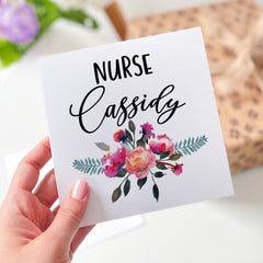 Personalised Nurse Card Custom Name Nurse Thank You Card Nurse Appreciation Gift Nursing Graduation Card Floral Nurse Gift for Her